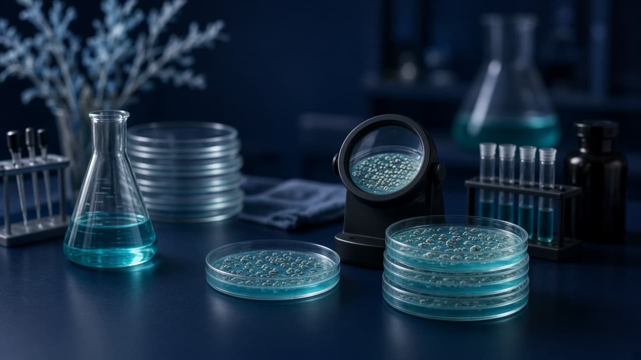 Agar plates representing USP microbial limits testing